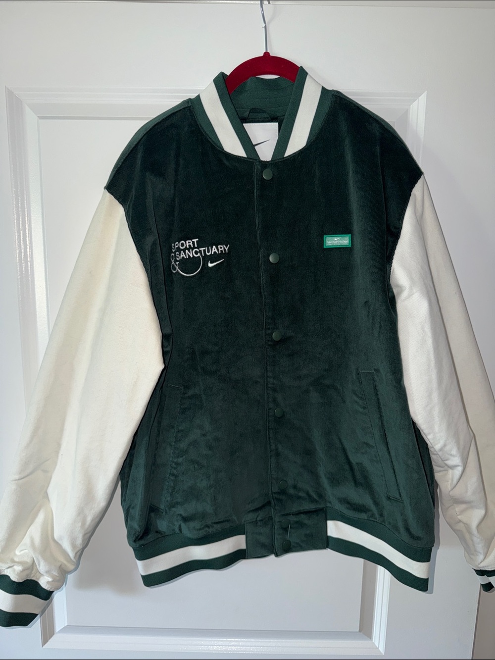 Nike Green and White Kids Varsity Jacket